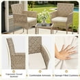 thumbnail image 4 of Lacoo 3 Pieces Patio Furniture PE Rattan Wicker Table and Outdoor Chairs Set of 2 with Cushioned Tempered Glass, Gray, 4 of 6