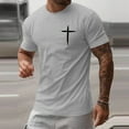 thumbnail image 2 of XIAONU Men's Christian Cross Graphic T-Shirt Regular Fit Short Sleeve Crew Neck Pullover Tee Faithful Inspirational Casual Tops, 2 of 3