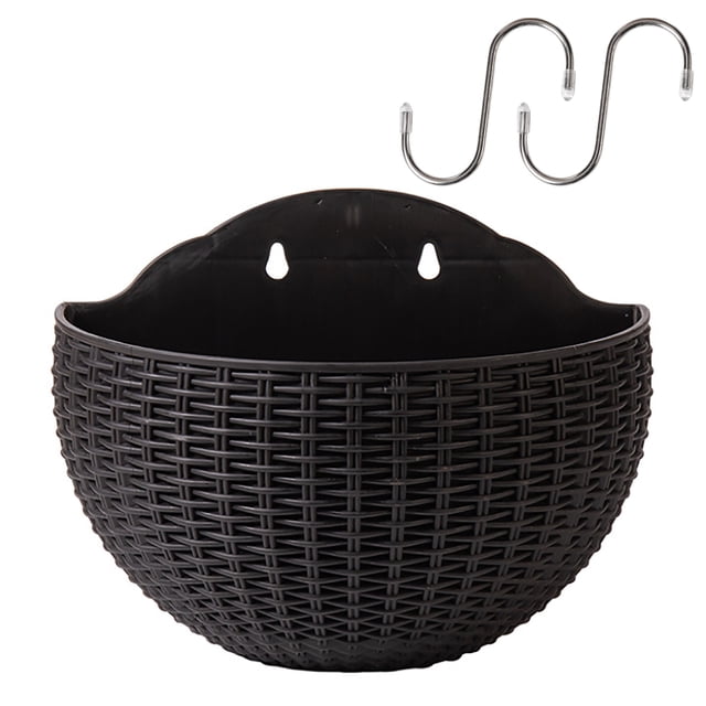 Flowerpot Wall Mounted Indoor Outdoor Planters Gift Hanging Imitation Rattan Semicircular Home Decoration Balcony Vase