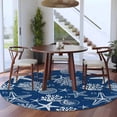 thumbnail image 3 of Round Rugs 7Ft, Navy Blue Coastal Round Area Rug Washable Indoor Throw Carpet, Nautical Beach Starfish Coral Summer Large Non Slip Circle Rug for Dining Room Playroom Home Decor Aesthetic, 3 of 8