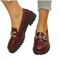 thumbnail image 4 of Miluxas Women's Chunky Platform Loafers with Chain or Buckle Patent Leather Black Penny Loafers Fashion office Shoes School Dress Shoes Comfort Slip-on Wine 5.5(36), 4 of 9