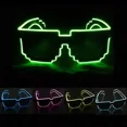 thumbnail image 2 of Gafas de 8 bits con cable EL, gafas con luces LED intermitentes, suministros para fiestas, gafas luminosas, gafas de sol brillantes para fiestas de festivales, 2 of 6