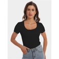thumbnail image 3 of Women Casual Long Sleeve Slim Scoop Neck Fit T Shirts Basic Tee Tops Crew, 3 of 5