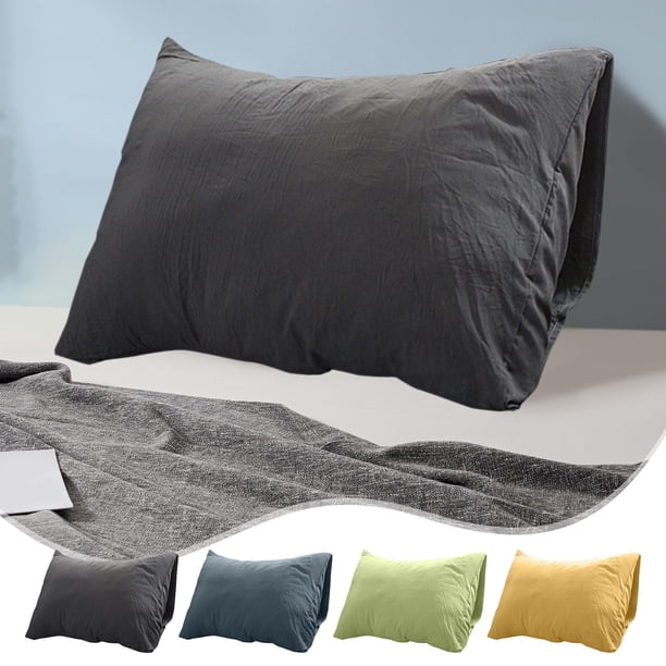 Funda de almohada lavada de color sólido para ropa de cama - Funda de almohada de poliéster transpirable, diseño suave sin núcleo para dormir cómodamente