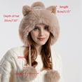 thumbnail image 2 of WMTBSRSW Women Knit Beanies Hats Winter Warm Peruvian Cover Ears Faux Fur Skull Cap Pompom Fluffy Fleece Lined Hats, 2 of 6