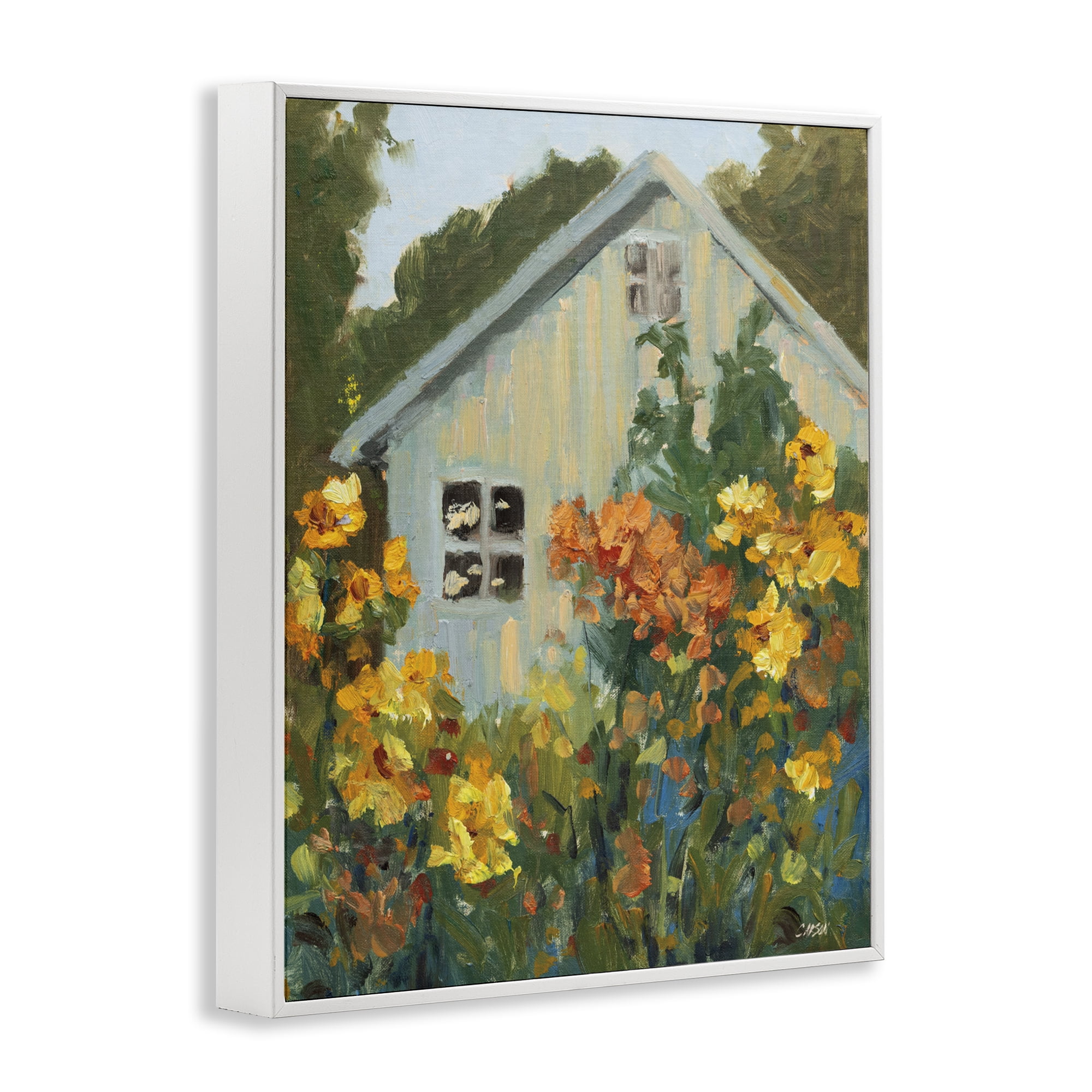 Stupell Industries Sunlit Cottage Garden View White Framed Giclee Art, design by Carson Overstreet
