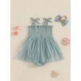 thumbnail image 6 of YASUTNKS Baby Girl 2Pcs Birthday Outfits Sleeveless Tie Strap Romper Tulle Dress with Headband Set Newborn Clothes, 6 of 9