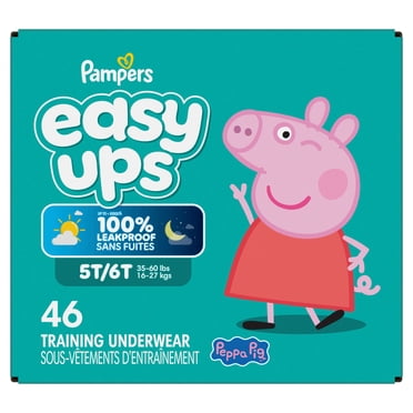 Pampers Easy Ups Girls & Boys Potty Training Pants, Size 7 (5T6T), Peppa Absorbent Training Underwear, Up to 100% Leakproof Day and Night, Hypoallergenic