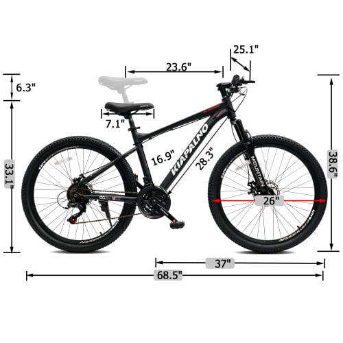 RAISTYW 26 inch All-Terrain Mountain Bike for Adult, 21 Speed MTB Bicycle for Men with Disc Brakes, Carbon Steel Frame, Black