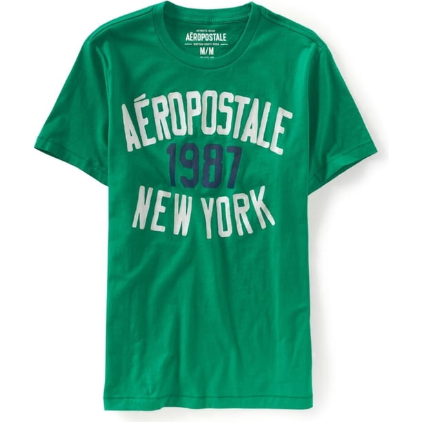 Aeropostale Mens 1987 New York Painted Graphic T-Shirt, Verde, Small Aeropostale Camiseta gráfica