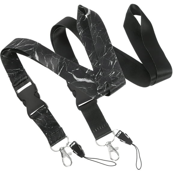 2 Pcs Lanyard Flat with Swivel Hook Suspend Decor Black Lanyards for Id Badges Chest Card Hanging Straps Chain Plastic