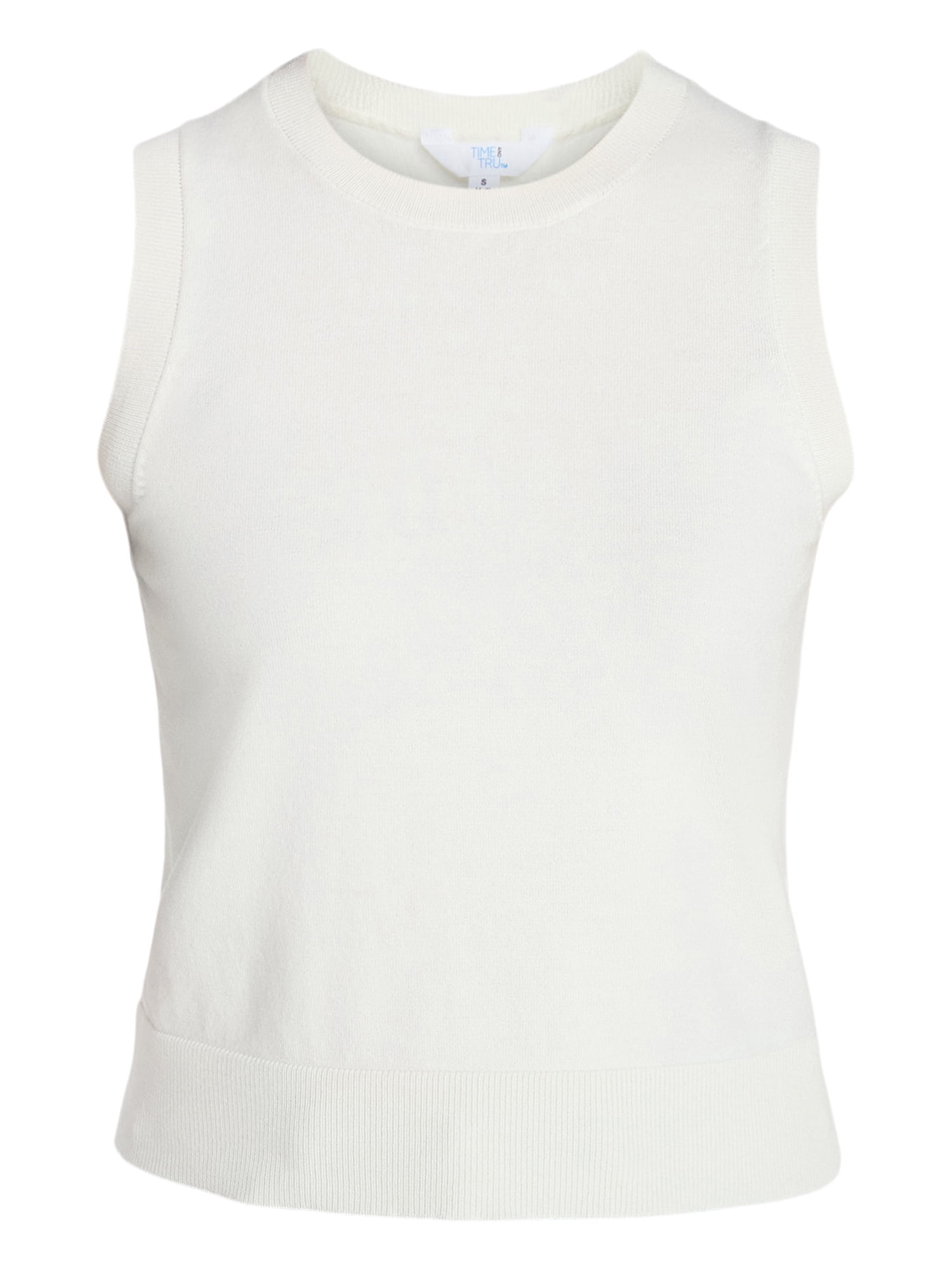 Time and Tru Women's Fine Gauge Sleeveless Sweater Shell, Lightweight, Sizes XS-XXXL