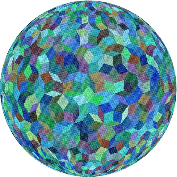 Ahgly Company Indoor Round Patterned Turquoise Green Area Rugs, 7' Round