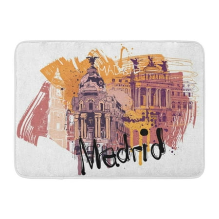 Spanish Rug LADDKE Blue Spain Madrid City Yellow Toledo Architecture Doormat Floor Rug Bath Mat 30x18 inch ()