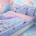 thumbnail image 3 of meiyoeat Mermaid Scale Letter K Zipper Full Size Comforter Sets with Fitted Sheet and 2 Pillowcases for Kids Girls, Marine Starfish Zipper Bedding Set, Purple Blue, Pink Reversible, 4 Pieces, 3 of 6