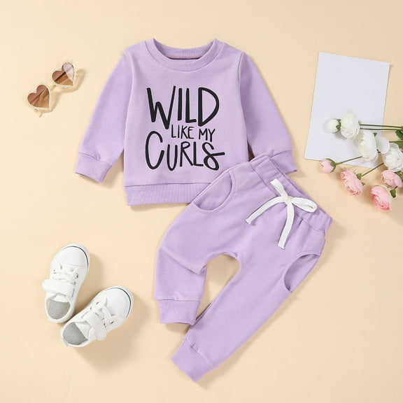 SNKSDGM Girls Toddler Outfits for Girls 5T Going Home Outfit Baby Girl Summer Toddler Boys Girls Long Sleeve Letter Prints T Shirt Pullover Tops Pants Outfits 6-12 Months