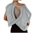 thumbnail image 1 of Chbgutlmr Yoga Tops for Women Round Neck Short Sleeve Oversize Tees Backless Athletic Gym Workout Tops, 1 of 6