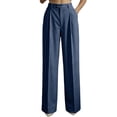 thumbnail image 2 of Ninixx Womens High Waist Pinstripe Dress Pants Straight Leg Pleated Front Trousers with Pockets for Work, 2 of 9