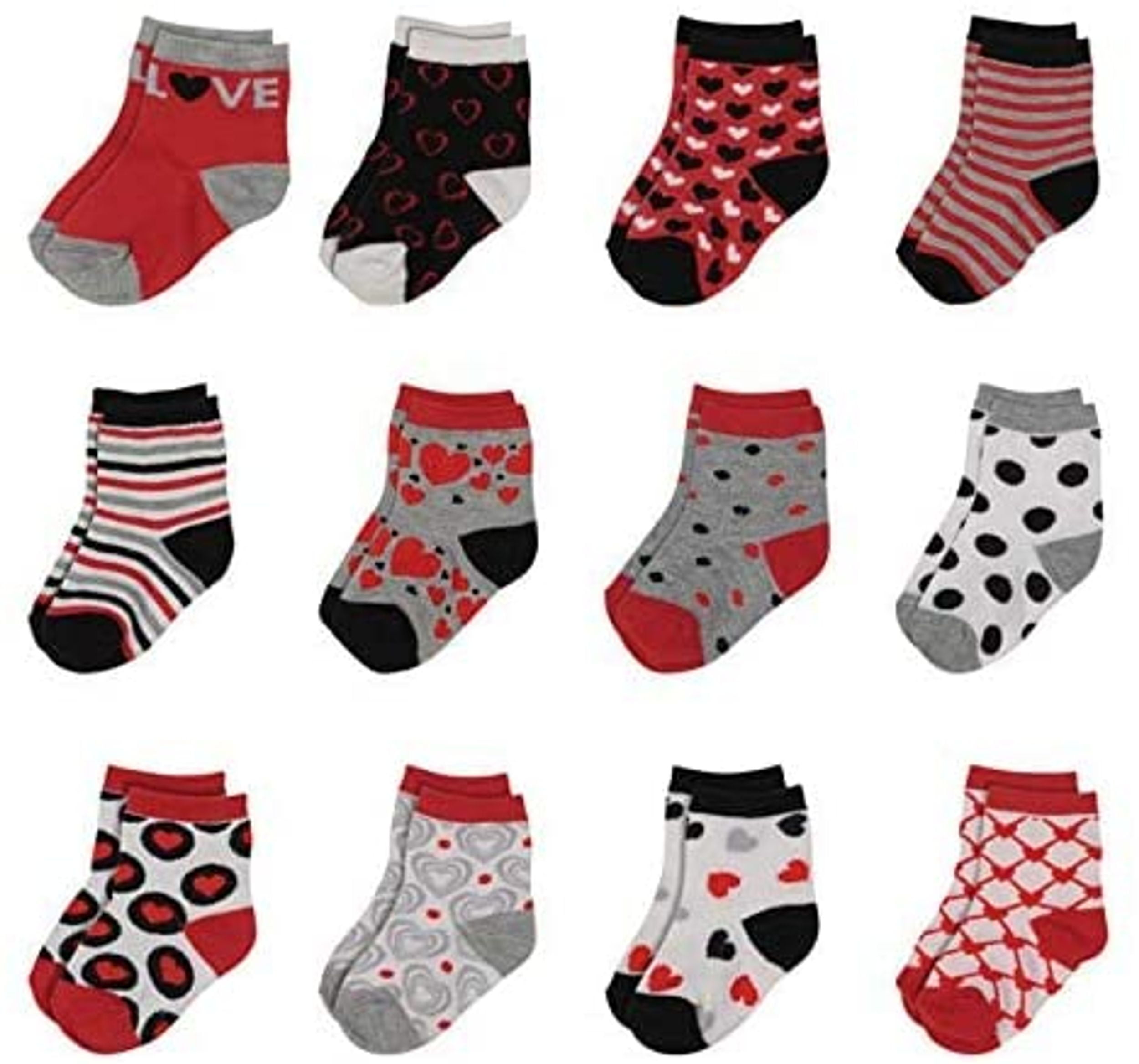 Rising Star Infant Crew Socks for 024 Months Baby Boy Hearts and