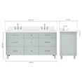 thumbnail image 2 of Ariel Monroe 66 Inch Double Rectangular Sink Bathroom Vanity With Carrara White Quartz Countertop 1.5 inch Edge In Grey, 2 of 7