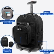 J World Boys And Girls Duo 18 Rolling Backpack And Lunch Bag For School And Travel, Black
