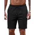 thumbnail image 4 of Lounge Sweat Shorts for Men Cable Knit Drawstring Shorts Elastic Waist Casual Short Pants Solid Lightweight Summer Bermuda Shorts Vacation Beach Wear, 4 of 6