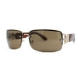 thumbnail image 2 of Luxury 90s' Rimless Thin Metal Rectangular Fashion Sunglasses Gold Solid Brown, 2 of 4