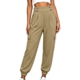 thumbnail image 2 of Elvqul Womens Cargo Pants with Multi Pockets, High Waisted Joggers Elastic Waist Button Quick Dry Casual Baggy Relaxed Fit Athletic Pants for Hiking Climbing Workout, 2 of 8