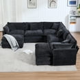 thumbnail image 6 of GNIXUU 113.4 " U-Shaped Cloud Couch ,Oversized Sectional Sofa with 2 Ottomans,Modern Chenille Deep Seat Modular 7-Seater Corner Couches for Living Room, Office,Black, 6 of 7