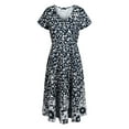 thumbnail image 2 of VSNOW Women Summer Boho Floral Midi Dress Short Sleeve Casual Beach Party Swing Dress, 2 of 8