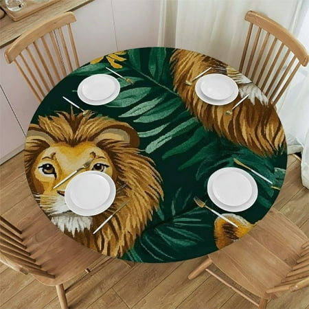 

Patifu Jungle Round Tablecloth Stain-Resistant and Washable 100% Polyester Fiber Ideal for Indoor and Outdoor Restaurants Weddings Parties Home Kitchen Farmhouse Decor 38 -42