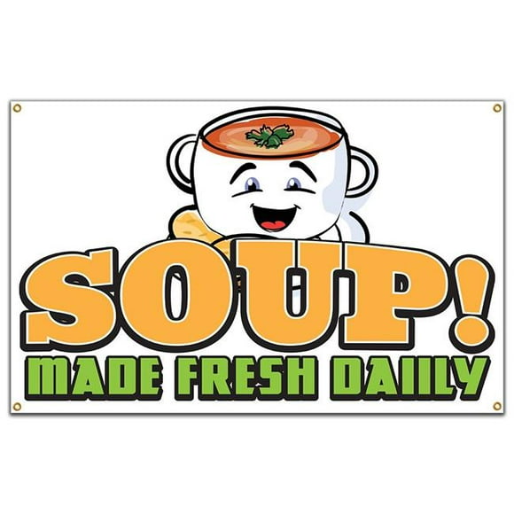 SignMission B-60 Soup19 60 in. Concession Stand Food Truck Single Sided Banner - Soup