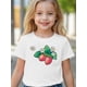thumbnail image 1 of Girls' Casual Cotton T-Shirt with Strawberry & Flower Print - Comfy Round Neck, 95% Cotton Blend, Short Sleeve Summer Top, Everyday Youngsters's Clothing | Summer Fun Shirt | Nontransparent Material, 1 of 7