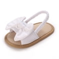 thumbnail image 2 of Ticikt Baby Girls Sandals Summer Shoes Solid Bow Beach Shoes Outdoor First Walker Toddler Girls Shoes for Summer,Color:White,Size:0-6 Months, 2 of 7