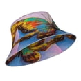 thumbnail image 2 of Easygdp Oil Painting Beautiful Butterfly Double-Sided Reflective Fisherman Hat,Sun Visor,Casual Hat,Fluorescent Hat,Suitable For Outdoor And Night Walking,Unisex, 2 of 9