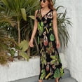 thumbnail image 6 of Carnivorous Plants Black Background Dress Summer Street Style Bohemia Long Dresses Female Sleeveless Printed Maxi Dress, 6 of 9