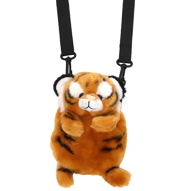 Bolso bandolera con diseño de tigre de peluche, adorable bolso de hombro, regalo de recuerdo