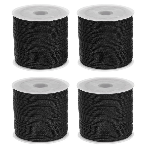 REGALWOVEN 4 Rolls Nylon String Cord 45 Yards 0.8mm Nylon Cord Beading Satin String for Bracelet Making, Black