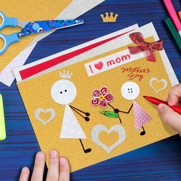 UEETEK 10Pcs Premium Assorted Glitter Paper Sheets for Handcraft Cards and Decorations