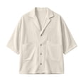 thumbnail image 4 of Avirosel Men's Cuban Camp Collar Shirt Short Sleeve Casual Summer Button Down Gauze Shirt with Pockets Breathable Relaxed Fit Vacation Top Beige, 4 of 8