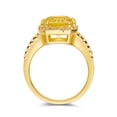 thumbnail image 2 of Canary Yellow Sapphire Asscher Cut Halo Ring in 18K Yellow Gold Plated Sterling Silver, 2 of 7