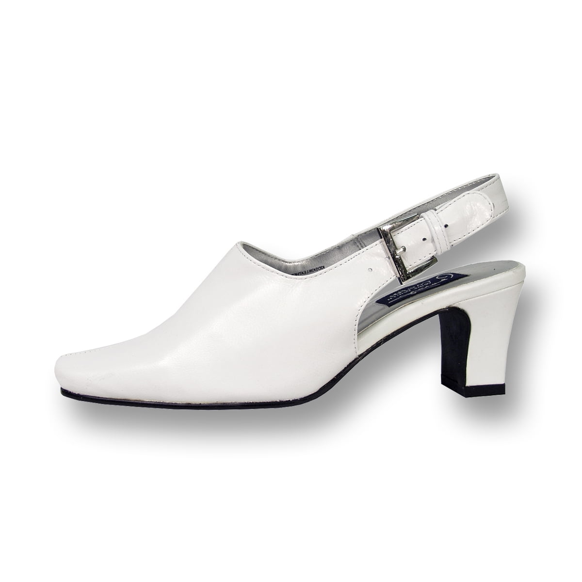 PEERAGE Zoe Women's Wide Width Leather Slingback Dress Pump WHITE 7.5