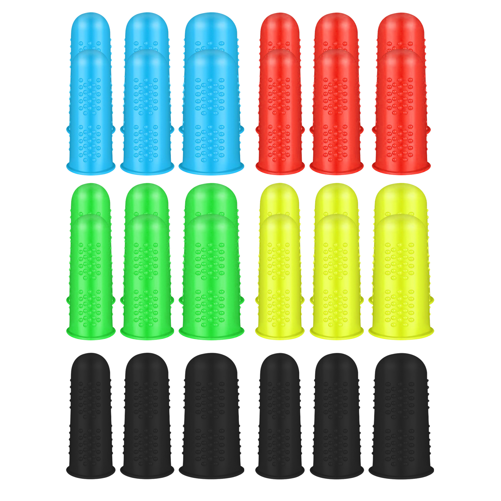 Silicone Finger Protectors, 30 Pieces Thimble Finger Cover Caps Finger Guard with 3 Sizes for