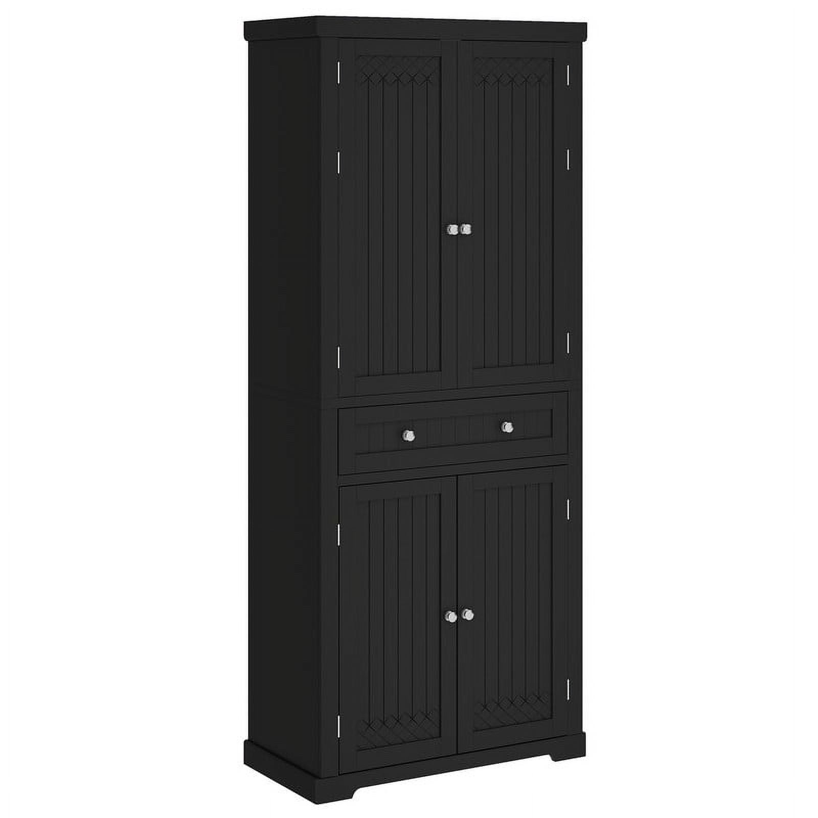 Uforic 72'' Tall Kitchen Pantry Cabinet with Drawer, 4 Door Pantry Storage Cabinet with Adjustable Sliding Shelve, Freestanding Buffet Cupboards, Food Pantry Cabinet for Dining Room, Kitchen, Black