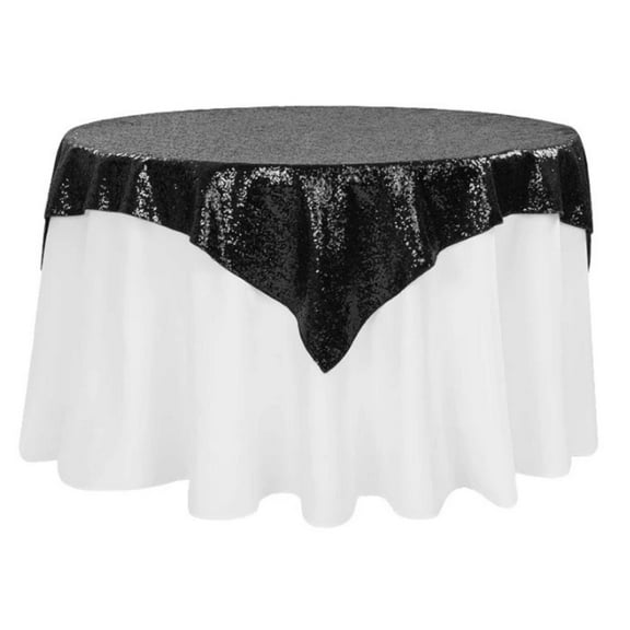 Sequin Overlay Black 72" X 72" Square Tablecloth for Party Dessert Table Exhibition Events