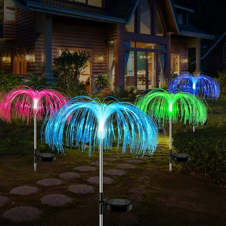 Solar Garden Lights Outdoor 4 Pack Upgraded 7 Color Changing Decorative Decorations Waterproof Optical Fiber Light For Yard Patio Pathway Holiday Decor Canada Solar Garden Lights Outdoor 4 Pack, Holiday Pathway Lights Solar