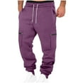 thumbnail image 2 of Mens Sweatpants Autumn Solid Color Loose Long Pants Drawstring Elastic Waist With Both Sides Zip Pocket Warm Sweatpants Thick Men's Pants Sweatpants for Men, 2 of 3