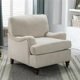 thumbnail image 3 of Bowery Hill Transitional Wooden Fabric Arm Chair in Sea Oat Beige, 3 of 11