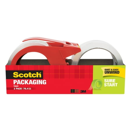 Scotch Sure Start Shipping Packaging Tape Dispenser Value Pack, 1.88 in. x 38.2 yd., 2 (Best Way To Package Weed For Shipping)