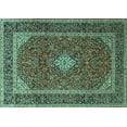 thumbnail image 1 of Ahgly Company Machine Washable Indoor Rectangle Medallion Turquoise Blue Traditional Area Rugs, 7' x 10', 1 of 4